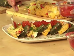Полента: с чернилами каракатицы и лососем + с овощами и осетриной