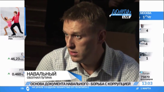 Алексей Навальный популярнее Владимира Путина почти на 30%